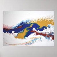 Burgundy Navy Fluid Marble Acrylic Art Abstract Poster