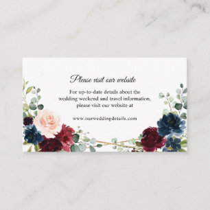 Burgundy Navy Geometric Wedding Website details Enclosure Card