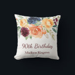 Burgundy Navy Peach Floral 90th Birthday Party Throw Pillow<br><div class="desc">Burgundy Navy Peach Floral 90th Birthday Party Gift Throw Pillow Cushion

See matching collection in Niche and Nest Store</div>