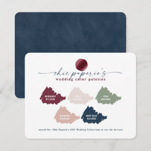 Burgundy Navy & Pink Wedding Color Palette Card