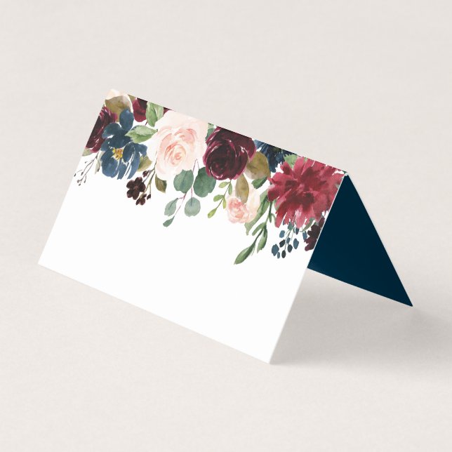 Burgundy Navy Place Cards (Front)