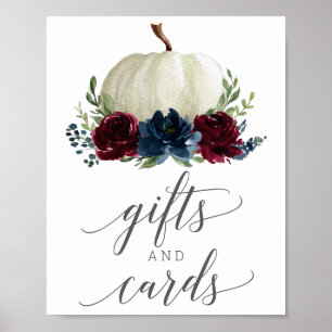 Burgundy Navy Pumpkin Gifts and Cards Sign