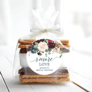 Burgundy Navy S'More Love - Favor Stickers