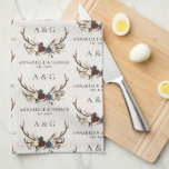 burgundy navy stag watercolor floral elegant bath  kitchen towel<br><div class="desc">Rustic foliage,  floral and stag antlers home personalise wedding gift towel set. With beautiful watercolor foliage,  white,  burgundy,  navy blue and pale pink florals,  stag antlers,  this modern rustic set will look classy in your home and great reminder of your special day.</div>
