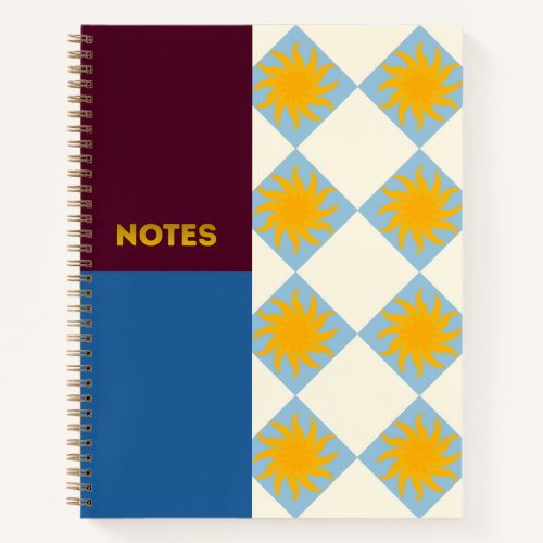 Burgundy Navy Sunburst Diamond Notebook - L