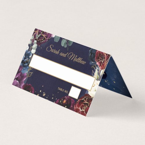 Burgundy Navy Wedding Guest Seating Card