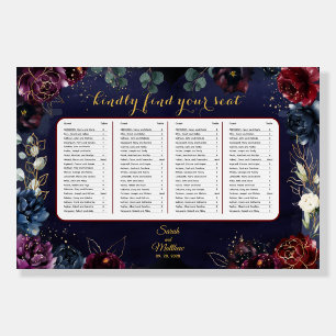 Burgundy Navy Wedding Guest Table Seating Chart Foam Board