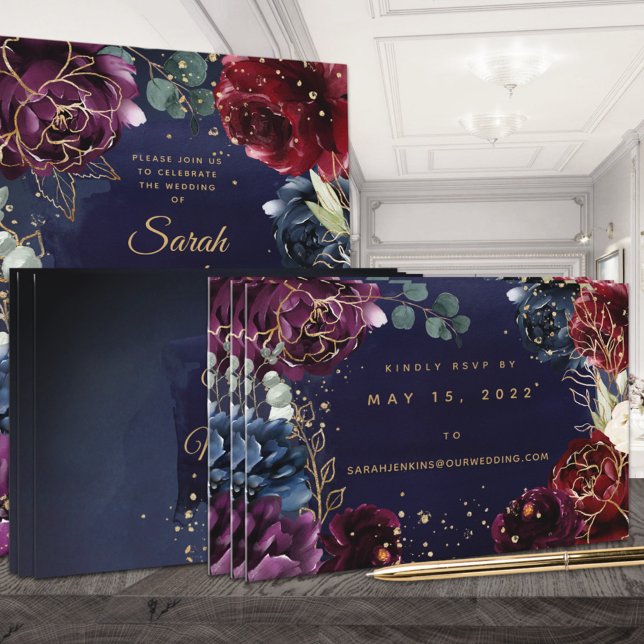 Burgundy Navy Wedding Online RSVP Card (Creator Uploaded)