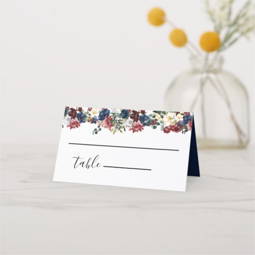 Burgundy Navy Wedding Place Card