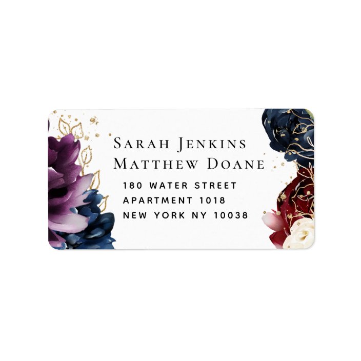 Burgundy Navy Wedding RSVP Envelope Label Zazzle