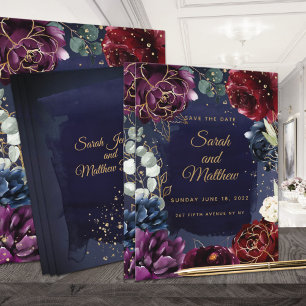 Burgundy Navy Wedding Save The Date