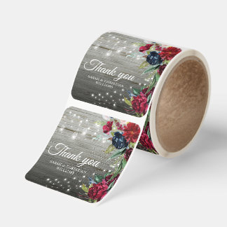 Burgundy Navy Wedding Thank You Stickers – Rustic