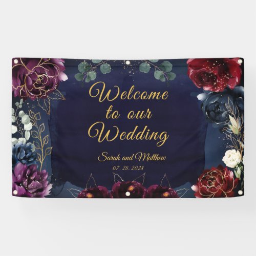 Burgundy Navy Welcome To Our Wedding 3x5 Banner