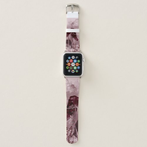 Burgundy Neon Mushrooms  Apple Watch Band