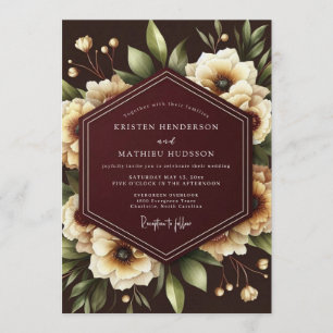 Burgundy Nocturne Bloom Wedding Invitation