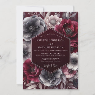 Burgundy Noir Floral Wedding Invitation