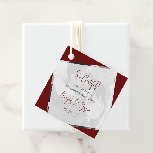 Burgundy Nothing Fancy Casual Wedding Favor Tags