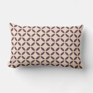 Burgundy Off-White Flower Petal Geometric Pattern Lumbar Pillow