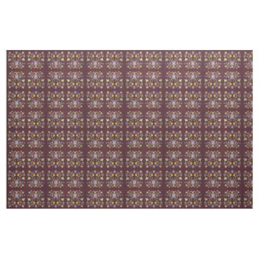 Burgundy Ojibwe Floral Pattern Fabric