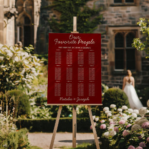 Burgundy Old Money Whimsy Wedding Seating Charts Foam Board