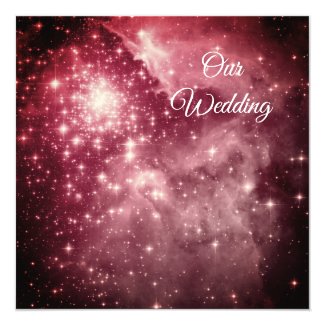 Burgundy Ombre Stars Celestial Wedding Invitation