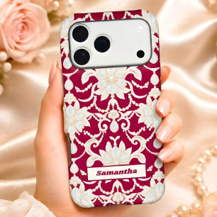 Burgundy Opal Pearl Lace Christmas Iphone 18 Pro Max Case