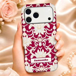 Burgundy Opal Pearl Lace Christmas Iphone 18 Pro Max Case