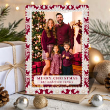 Burgundy Opal Pearl Lace Christmas Photo