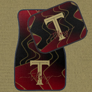 Burgundy Optic Waves Car Floor Mats