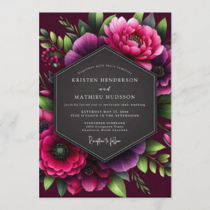Burgundy Opulent Bloom Wedding Invitation
