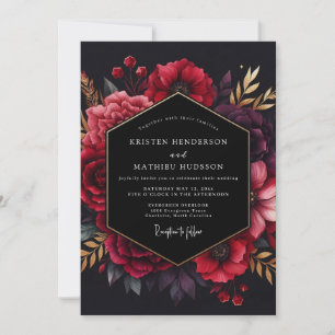 Burgundy Opulent Floral Romance Wedding Invitation