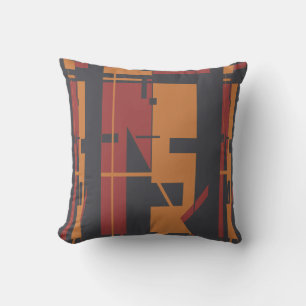 Burgundy Orange Black Bold Southwest Abstract Throw Pillow