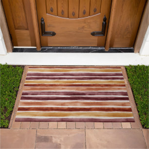 Burgundy Orange Cream Stripes Doormat