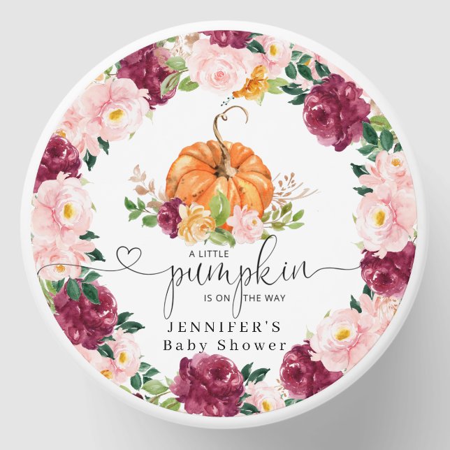 Burgundy orange fall little pumpkin mini candle favors (Front)
