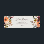 Burgundy Orange Floral Beige Return Address Label<br><div class="desc">These burgundy orange floral | beige return address labels are perfect for your rustic boho blush, dark green, and gold garden wedding. Design features a wreath or bouquet of minimalist watercolor peach, dusty rose, purple, and light pink florals along with copper, evergreen, yellow, and rust-colored greenery. The flowers in this...</div>