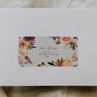 Burgundy Orange Floral | Beige RSVP Address labels