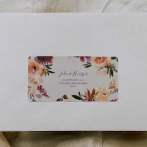 Burgundy Orange Floral | Beige RSVP Address labels