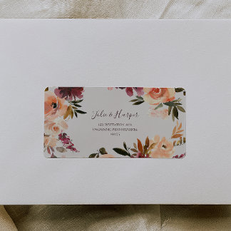 Burgundy Orange Floral | Beige RSVP Address labels