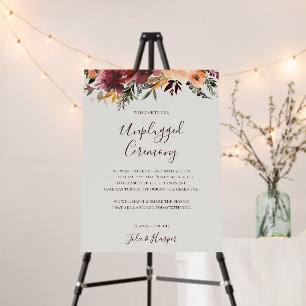 Burgundy Orange Floral Beige Unplugged Ceremony Foam Board