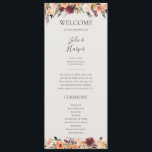 Burgundy Orange Floral | Beige Wedding Program<br><div class="desc">This burgundy orange floral | beige wedding program is perfect for your rustic boho blush, dark green, and gold garden wedding. Design features a wreath or bouquet of minimalist watercolor peach, dusty rose, purple, and light pink florals along with copper, evergreen, yellow, and rust-colored greenery. The flowers in this design...</div>