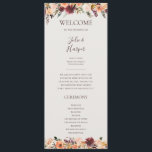 Burgundy Orange Floral | Beige Wedding Program<br><div class="desc">This burgundy orange floral | beige wedding program is perfect for your rustic boho blush, dark green, and gold garden wedding. Design features a wreath or bouquet of minimalist watercolor peach, dusty rose, purple, and light pink florals along with copper, evergreen, yellow, and rust-colored greenery. The flowers in this design...</div>