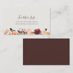 Burgundy Orange Floral Beige Wedding Website Enclosure Card