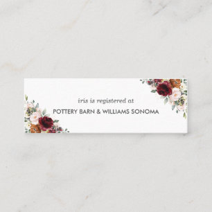 Burgundy Orange Floral Bridal Registry Card Mini