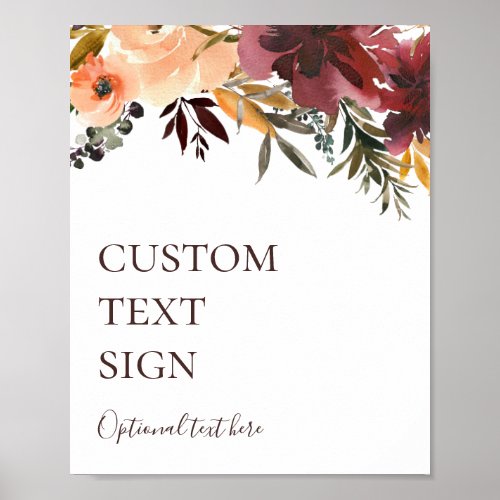 Burgundy Orange Floral Cards and Gifts Custom Poster