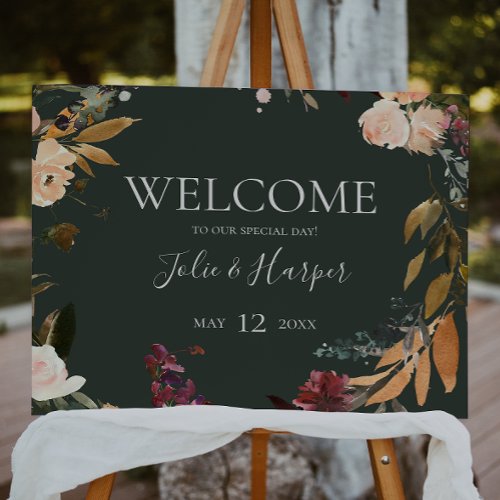 Burgundy Orange Floral  Green Welcome Foam Board