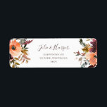 Burgundy Orange Floral Return Address Label<br><div class="desc">These burgundy orange floral return address labels are perfect for your rustic boho blush, dark green, and gold garden wedding. Design features a wreath or bouquet of minimalist watercolor peach, dusty rose, purple, and light pink florals along with copper, evergreen, yellow, and rust-colored greenery. The flowers in this design are...</div>