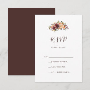 Burgundy Orange Floral RSVP Card
