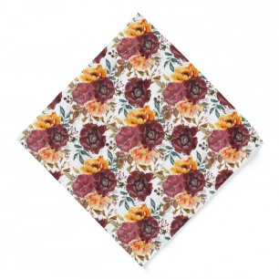 Burgundy Orange Floral Rustic Wedding Bandana