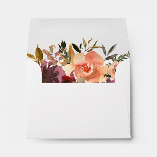 Burgundy Orange Floral Self Addressed RSVP Envelope