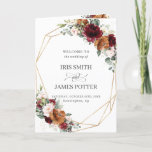 Burgundy Orange Ivory Floral Gold Wedding Program<br><div class="desc">Personalize this elegant timeless wedding program with your own wording easily and quickly,  simply press the customise it button to further re-arrange and format the style and placement of the text.  Double sided. The Happy Cat Studio</div>